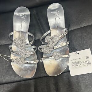 Giuseppe Zanotti Silver Heart Sandals